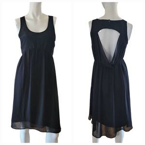 Anthropologie pins and needles womens Sz 2 black open back mesh dress